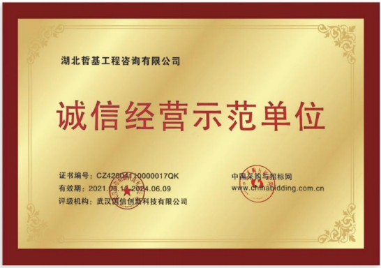 诚信经营示范单位