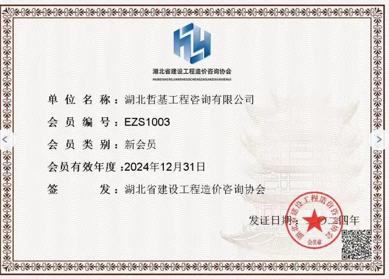 湖北工程造价咨询协会证书